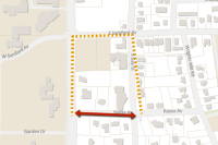 Map with example road closure mark up